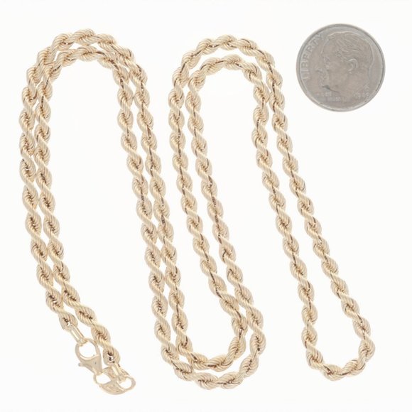 Yellow Gold Rope Chain Necklace 24" - 14k Israel - Picture 3 of 4